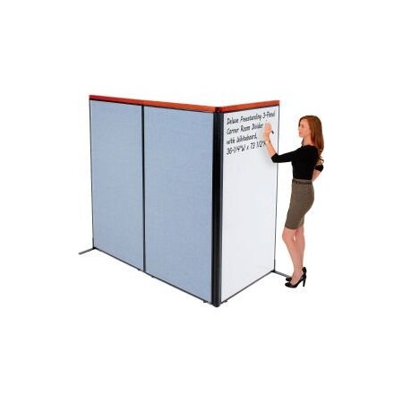Global Equipment Interion    Deluxe Freestanding 3-Panel Corner Room Divider w/Whiteboard 36-1/4"W x 73-1/2"H Blue 695172BL